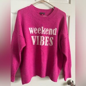 Vince Camuto Vibrant Pink Crew Neck Sweater